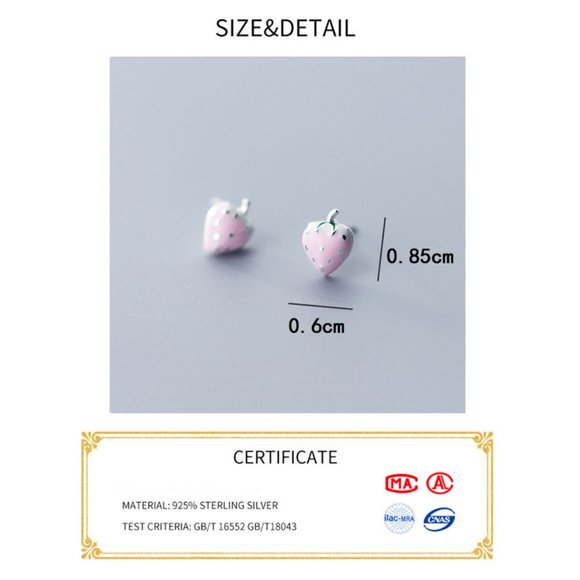 Pink Strawberry Earrings - Picture 8 of 8